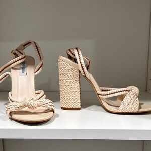 Steve Madden Beige Braided Block Heels